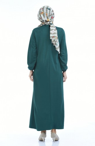 Robe avec Collier Manches élastique 0103-07 Vert emeraude 0103-07