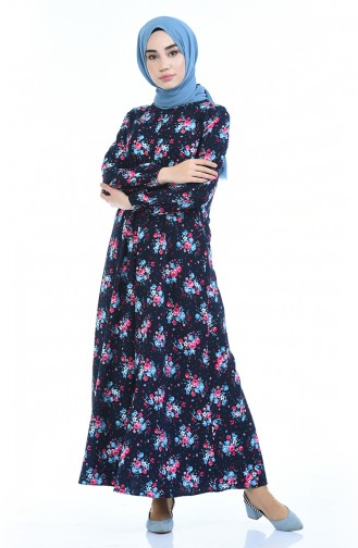 Navy Blue Hijab Dress 2082-01