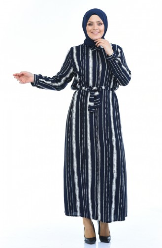 Navy Blue Hijab Dress 7647-01