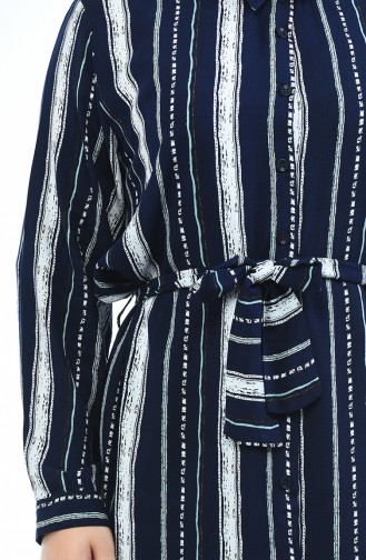 Robe Viscose a Motifs Grande Taille 7647-01 Bleu Marine 7647-01