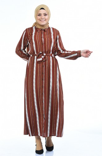 Brown Hijab Dress 7647-02