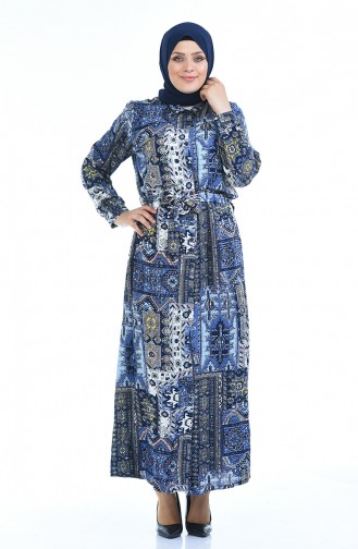 Indigo İslamitische Jurk 7648-01