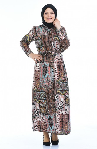 Beige-Rose Hijab Kleider 7648-02