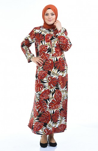 Ziegelrot Hijab Kleider 0046A-01