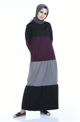 Sleeve Elastic Dress 4171-01 Damson 4171-01