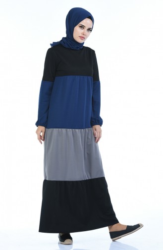 Indigo Hijab Dress 4171-03