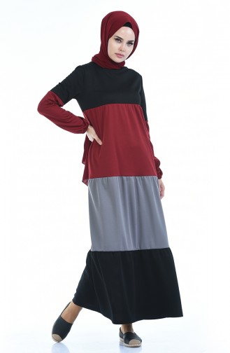 Claret red İslamitische Jurk 4171-04