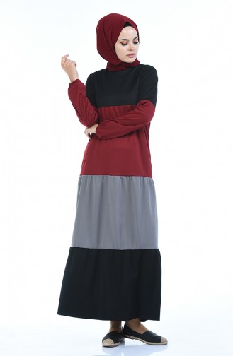 Sleeve Elastic Dress 4171-04 Claret Red 4171-04