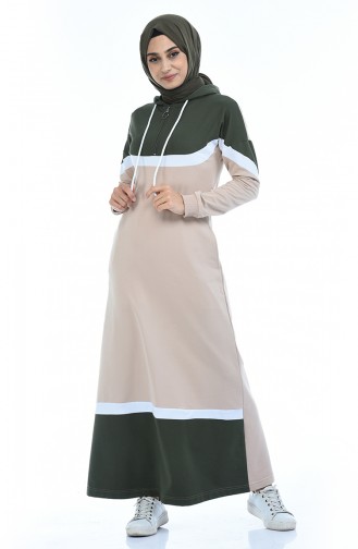 Khaki Hijab Kleider 4067-03