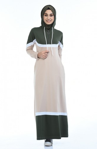 Khaki Hijab Kleider 4067-03