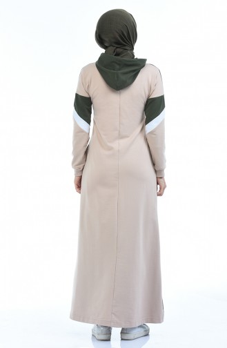 Khaki Hijab Dress 4067-03