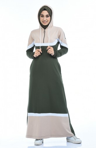 Khaki Hijab Kleider 4067-04