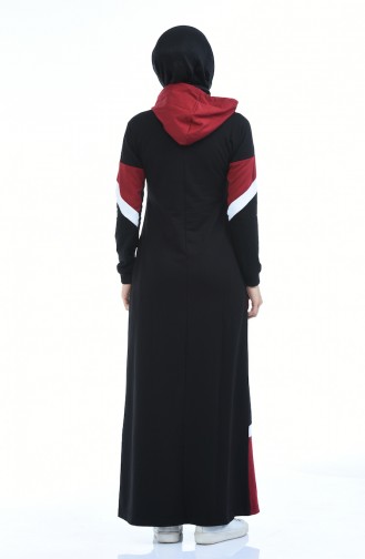 Claret Red Hijab Dress 4067-09