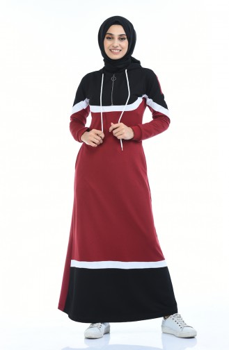 Claret Red Hijab Dress 4067-10