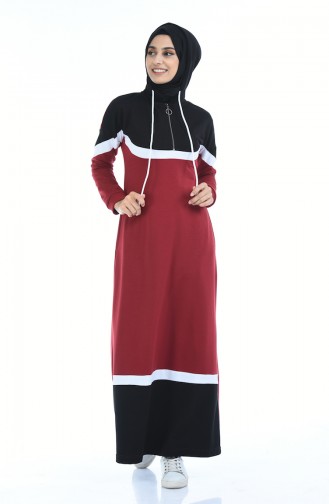 Kapüşonlu Spor Elbise 4067-10 Siyah Bordo