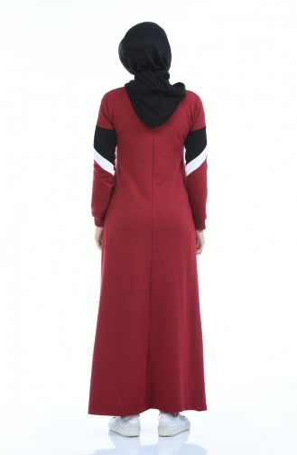 Claret Red Hijab Dress 4067-10