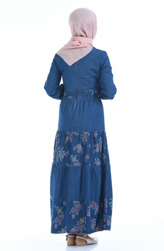 Navy Blue Hijab Dress 4068-01