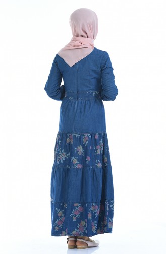 Dunkelblau Hijab Kleider 4068-01