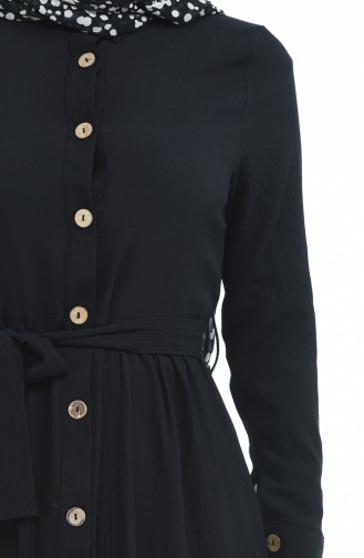 Robe Froncée a Boutons 5790-07 Noir 5790-07