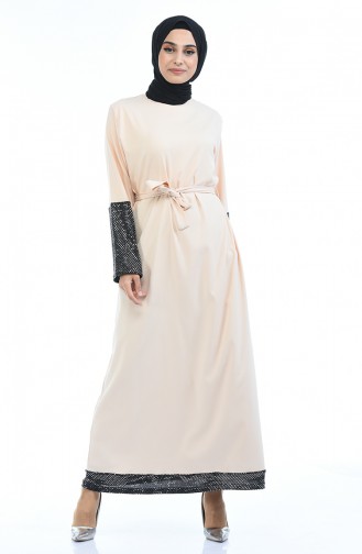 Beige Hijab Dress 5390-04