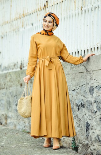 Mustard Hijab Dress 12011-08