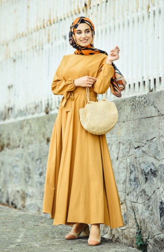 Mustard Hijab Dress 12011-08
