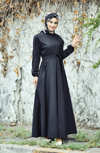 Glocke Kleid mit Band 12011-06 Schwarz 12011-06