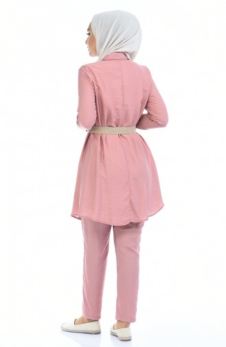 Ensemble Deux Pieces Tunique Pantalon Tissu Aerobin 5826-03 Rose Pâle 5826-03