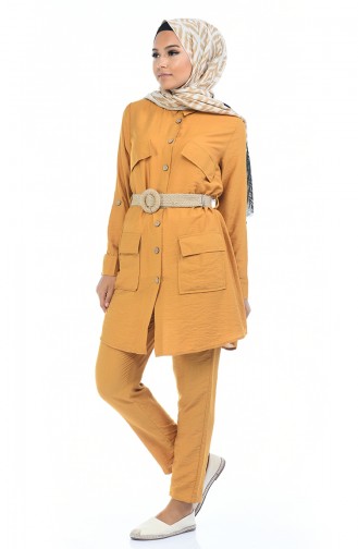 Aerobin Fabric Belt Tunic Trousers Double Suit 5826-06 Mustard 5826-06