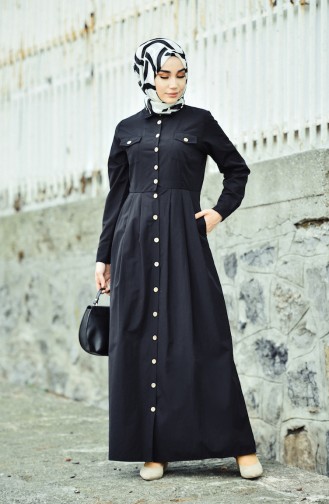 Schwarz Hijab Kleider 12012-01