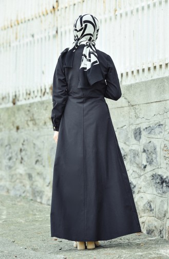 Boydan Düğmeli Elbise 12012-01 Siyah