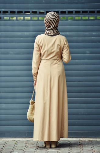Dark Beige Hijab Dress 12012-02