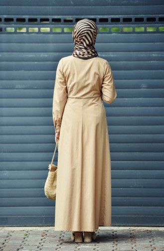 Geknöpfes Kleid   12012-02 Dunkel Beige 12012-02