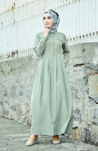 Khaki Hijab Dress 12012-03