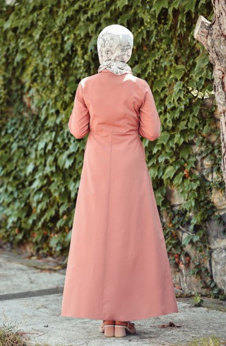 Boydan Düğmeli Elbise 12012-04 Soğan Kabuğu