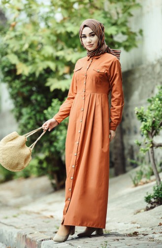 Brick Red Hijab Dress 12012-06