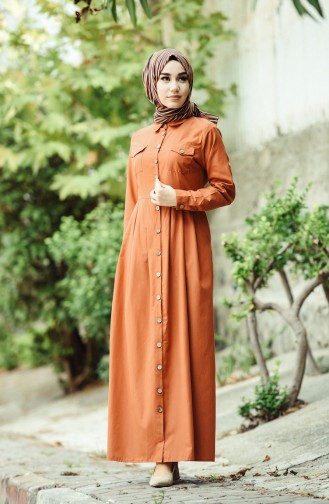 Brick Red Hijab Dress 12012-06