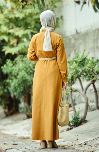 Dark Mustard Hijab Dress 12012-07