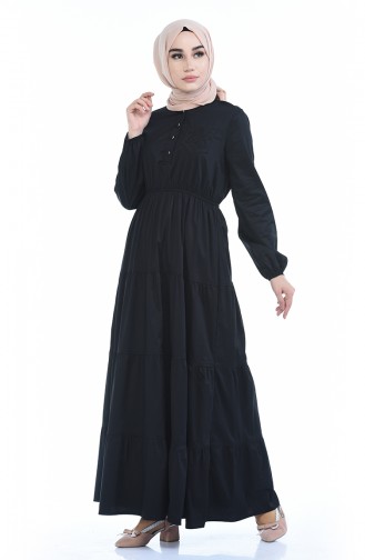 Schwarz Hijab Kleider 4016-03