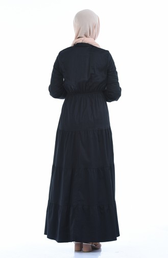 Beli Lastikli Elbise 4016-03 Siyah
