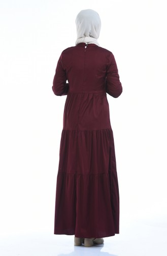 Claret Red Hijab Dress 4055-03