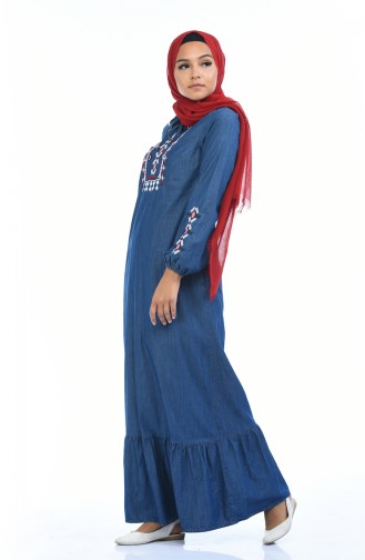 Dunkelblau Hijab Kleider 4069-01