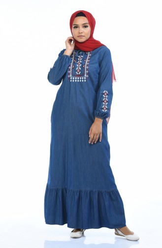 Dunkelblau Hijab Kleider 4069-01