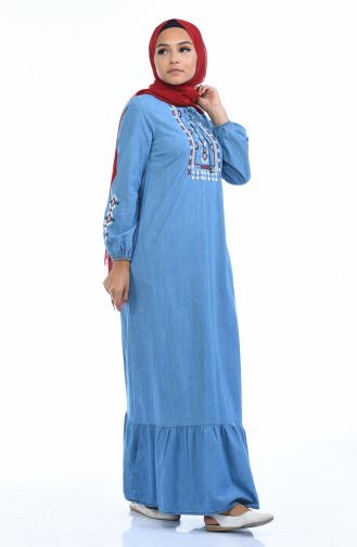 Denim Blue Hijab Dress 4069-02