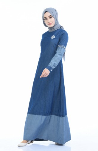 Dunkelblau Hijab Kleider 4078-02