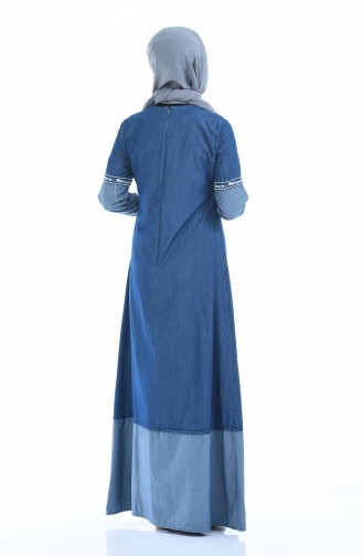 Navy Blue Hijab Dress 4078-02