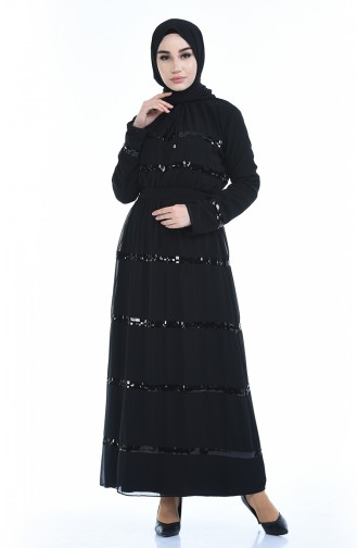 Black Hijab Evening Dress 2165-01