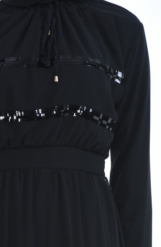 Robe Détail Paillettes 2165-01 Noir 2165-01