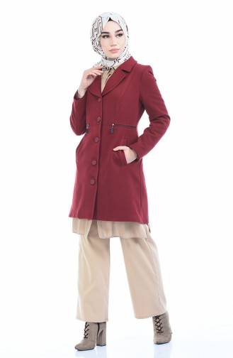 معطف طويل أحمر كلاريت 1485-02