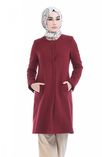 معطف طويل أحمر كلاريت 1486-02